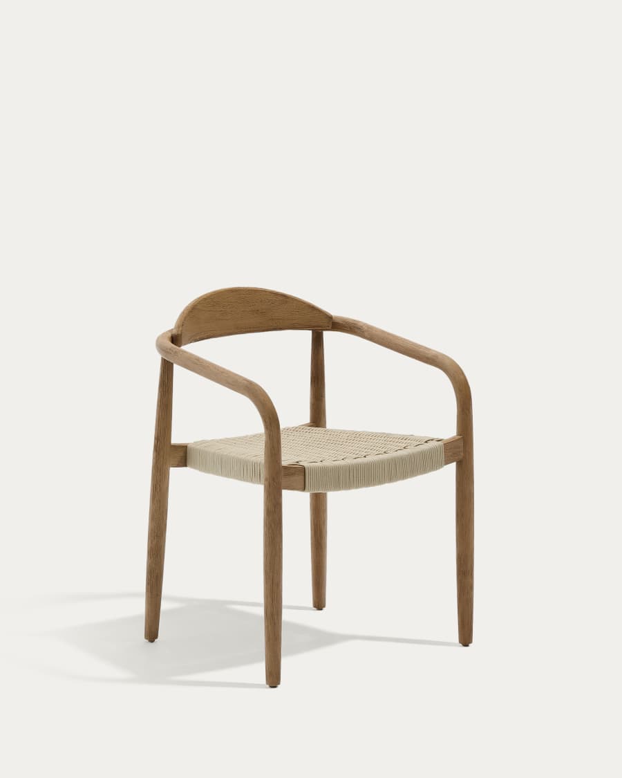 Nina stackable chair made of FSC 100% solid acacia wood and ecru rope cord