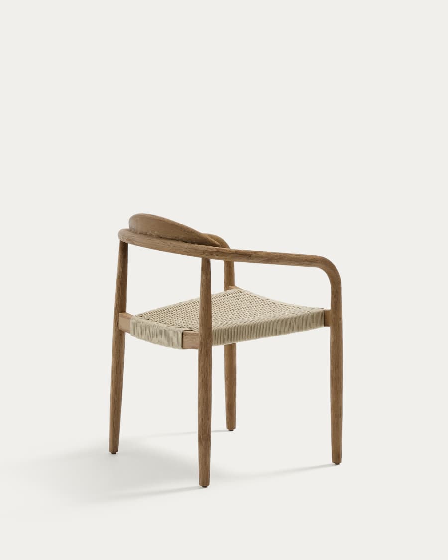 Nina stackable chair made of FSC 100% solid acacia wood and ecru rope cord