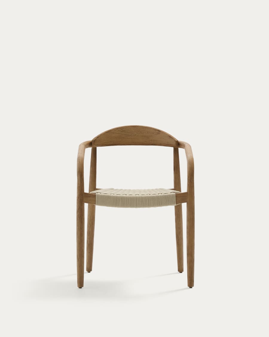 Nina stackable chair made of FSC 100% solid acacia wood and ecru rope cord