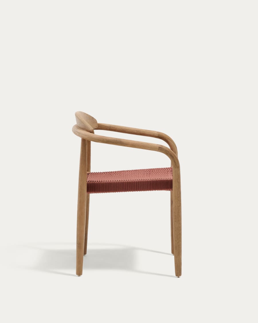 Nina stackable chair in solid acacia wood and terracotta rope seat FSC 100%