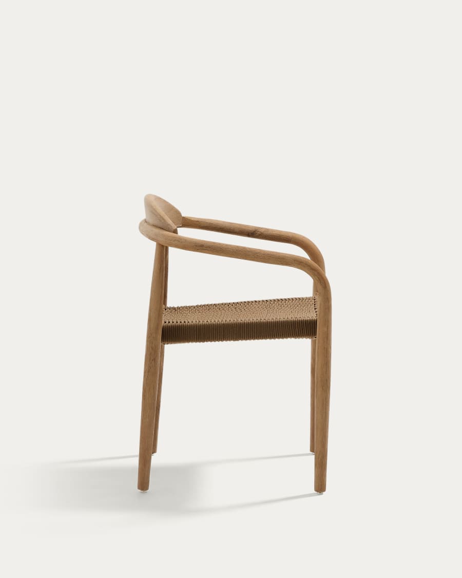 Nina stoel in massief acaciahout en beige touw FSC 100%