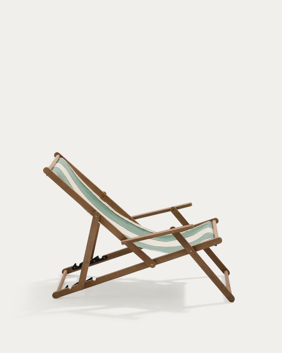 Amaca pieghevole da esterno Vilara a righe verdi e beige in legno massiccio di acacia FSC 100%