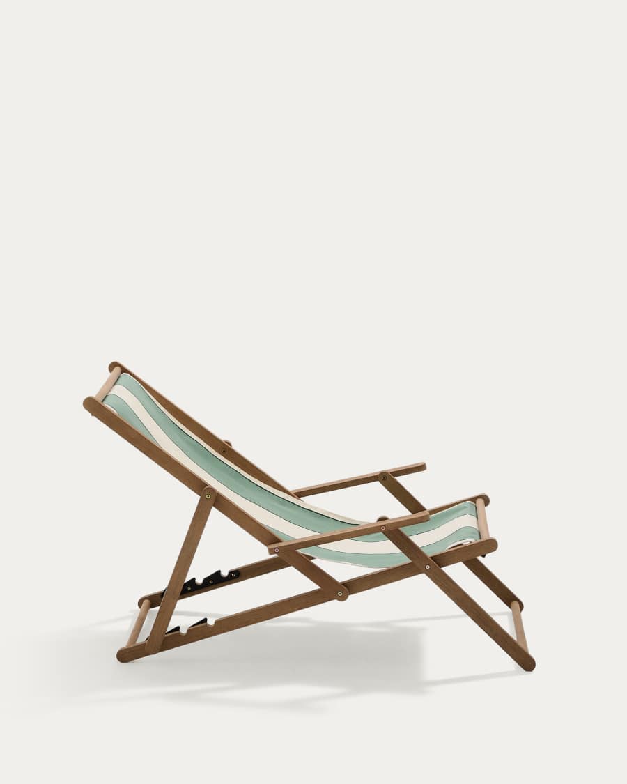 Amaca pieghevole da esterno Vilara a righe verdi e beige in legno massiccio di acacia FSC 100%