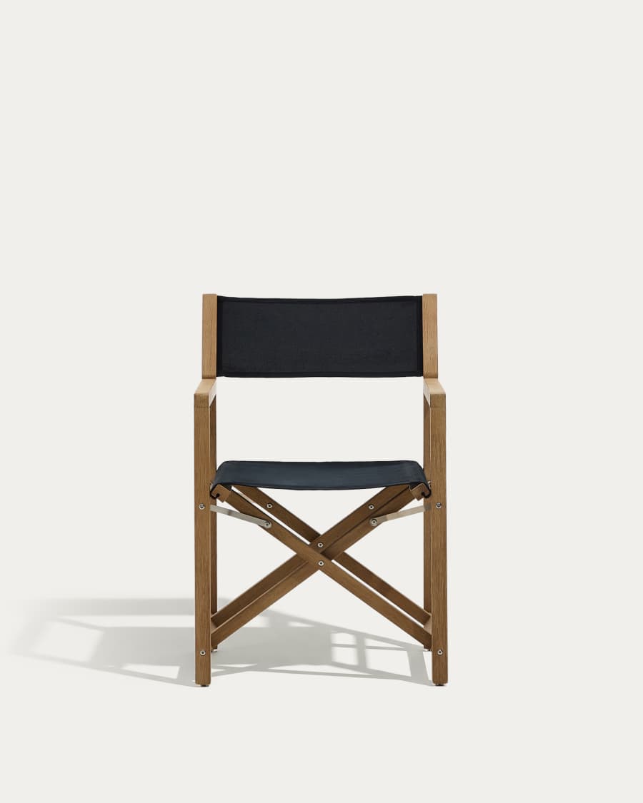 Sedia pieghevole da esterno Vilara nero in legno massiccio di acacia 100% FSC