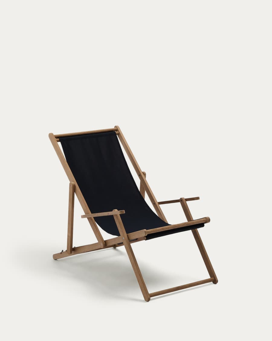 Vilara black outdoor folding deck chair made of FSC 100% solid acacia wood