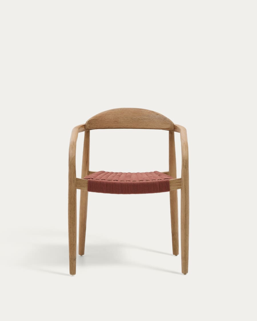 Nina stackable chair in solid acacia wood and terracotta rope seat FSC 100%