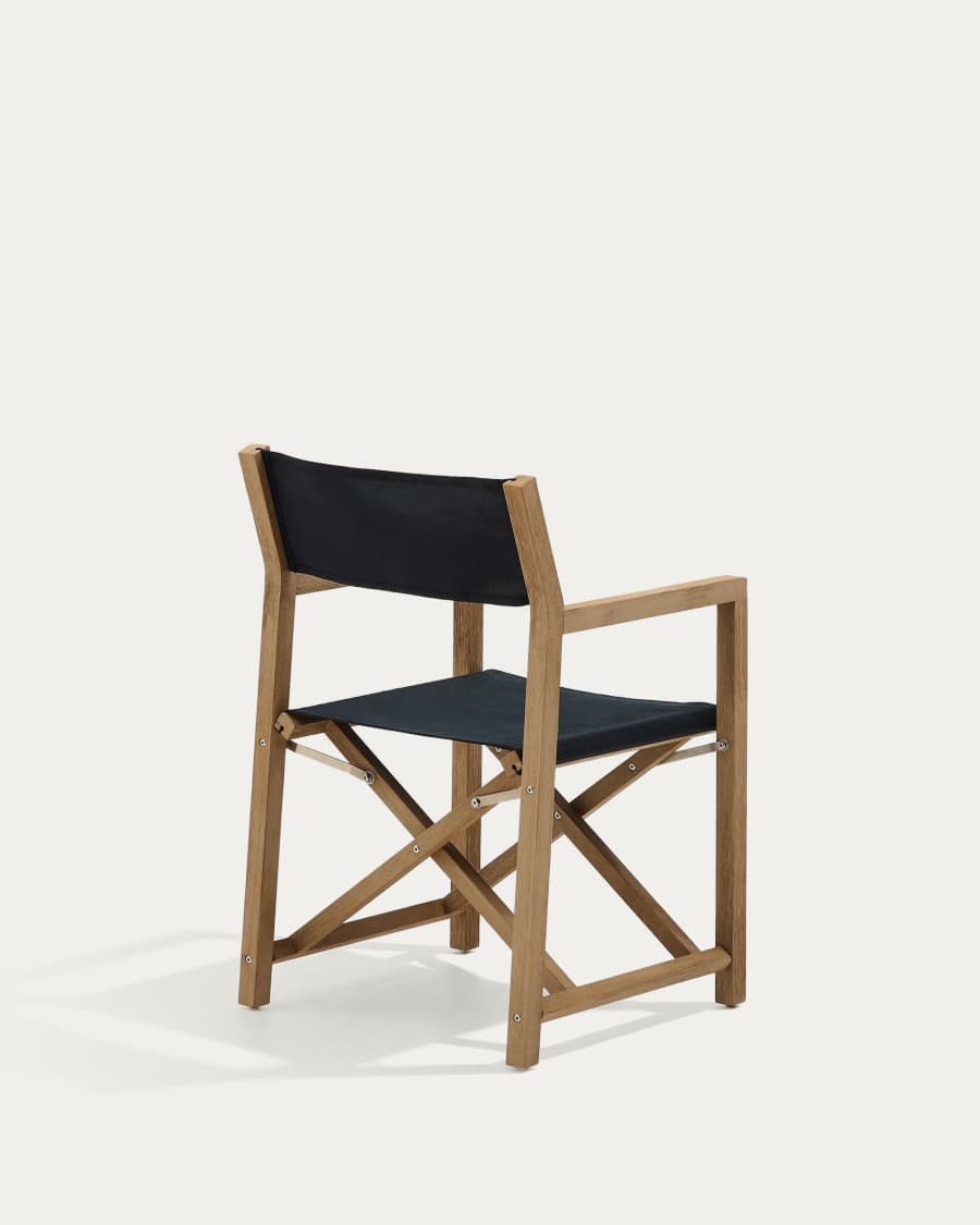 Sedia pieghevole da esterno Vilara nero in legno massiccio di acacia 100% FSC