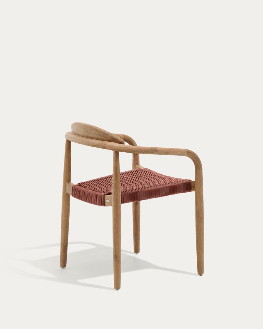 Nina stackable chair in solid acacia wood and terracotta rope seat FSC 100%