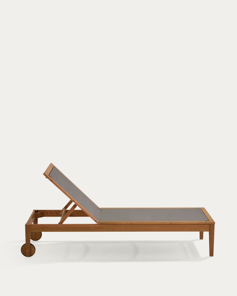 Caterin verstellbare Sonnenliege aus massivem Eukalyptusholz in grau, FSC 100%