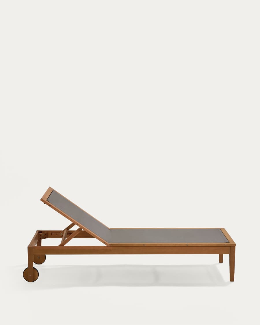 Caterin verstellbare Sonnenliege aus massivem Eukalyptusholz in grau, FSC 100%