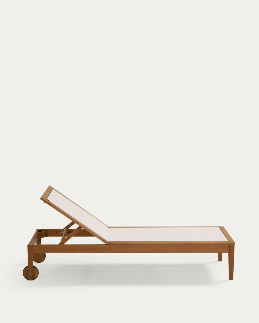 Caterin solid eucalyptus wood outdoor sun lounger in beige, FSC 100%