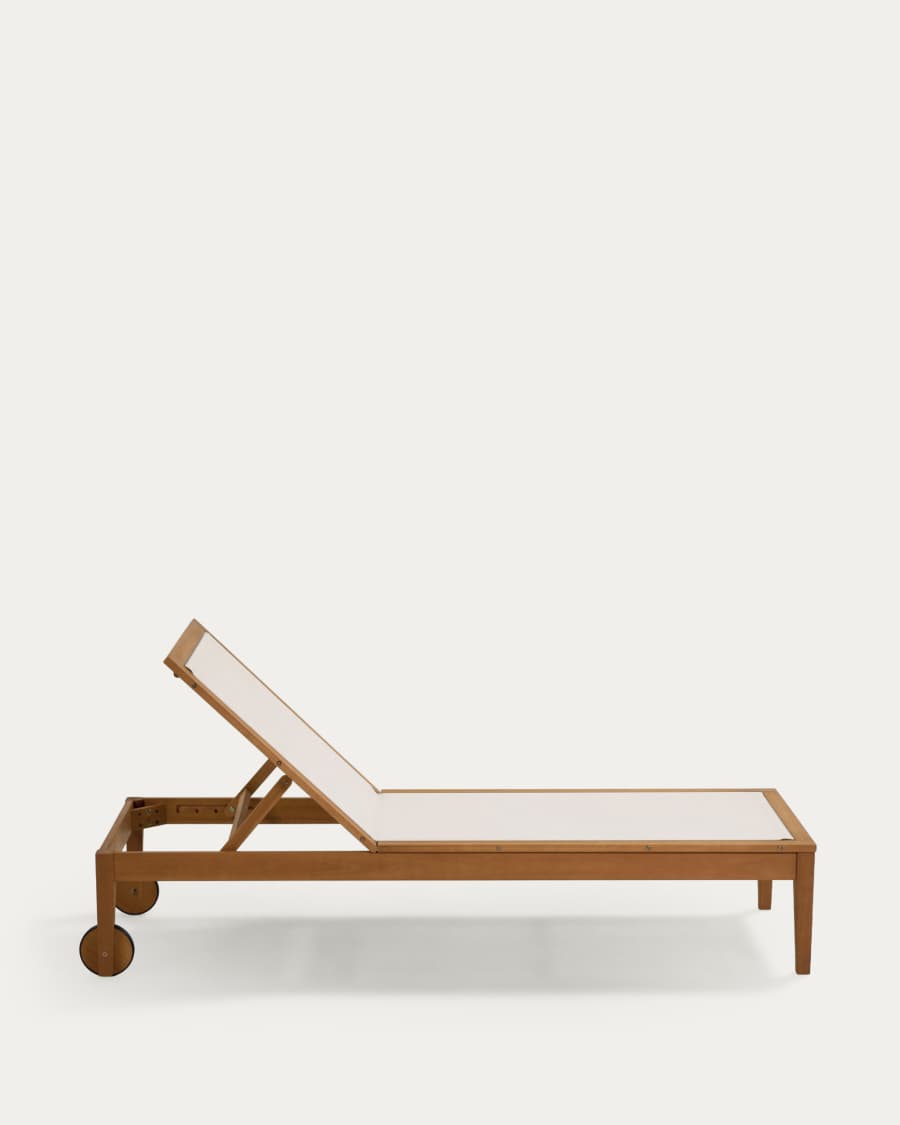 Caterin solid eucalyptus wood outdoor sun lounger in beige, FSC 100%