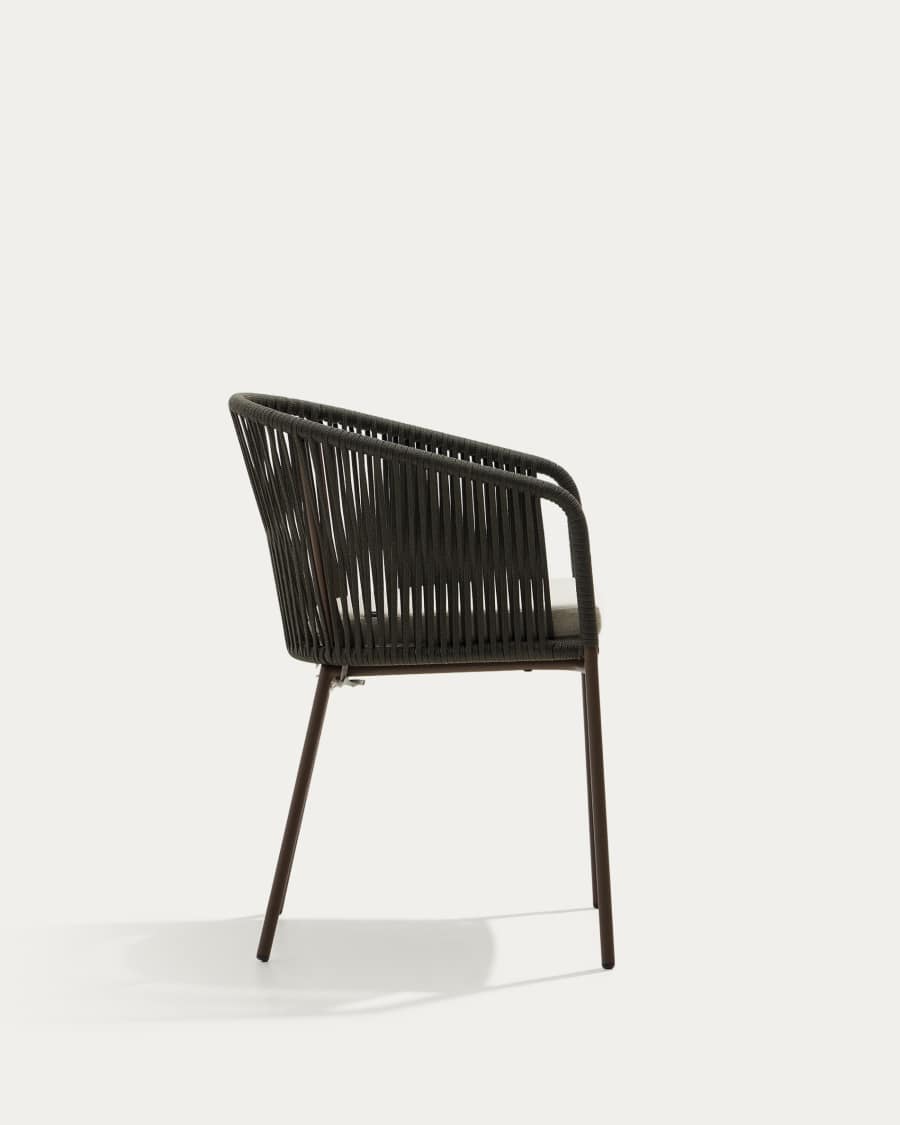 Yanet green rope chair with galvanised steel legs