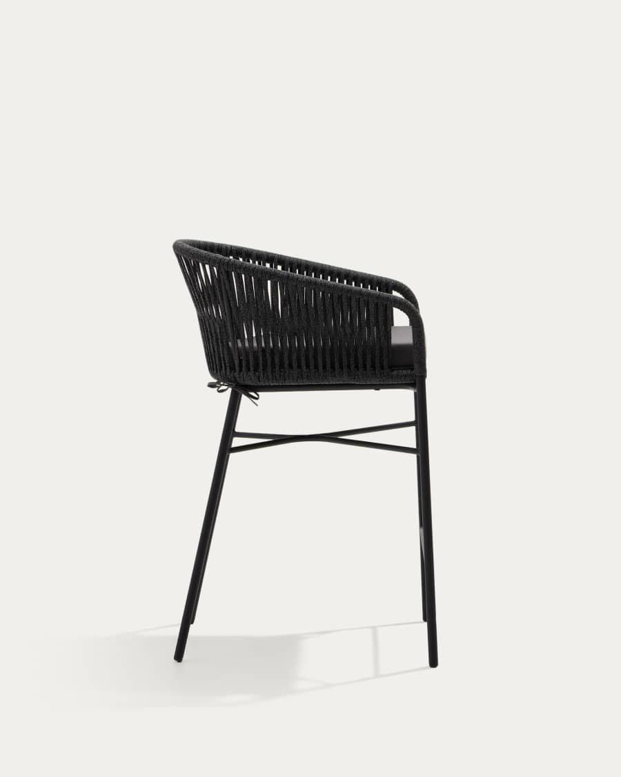 Tamboret Yanet de corda negre i acer galvanitzat altura 65 cm