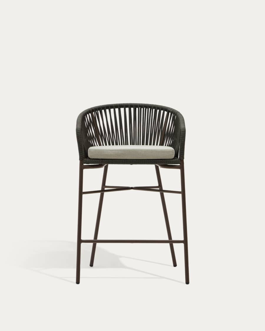 Yanet stool made from green cord and galvanised steel, height 65 cm