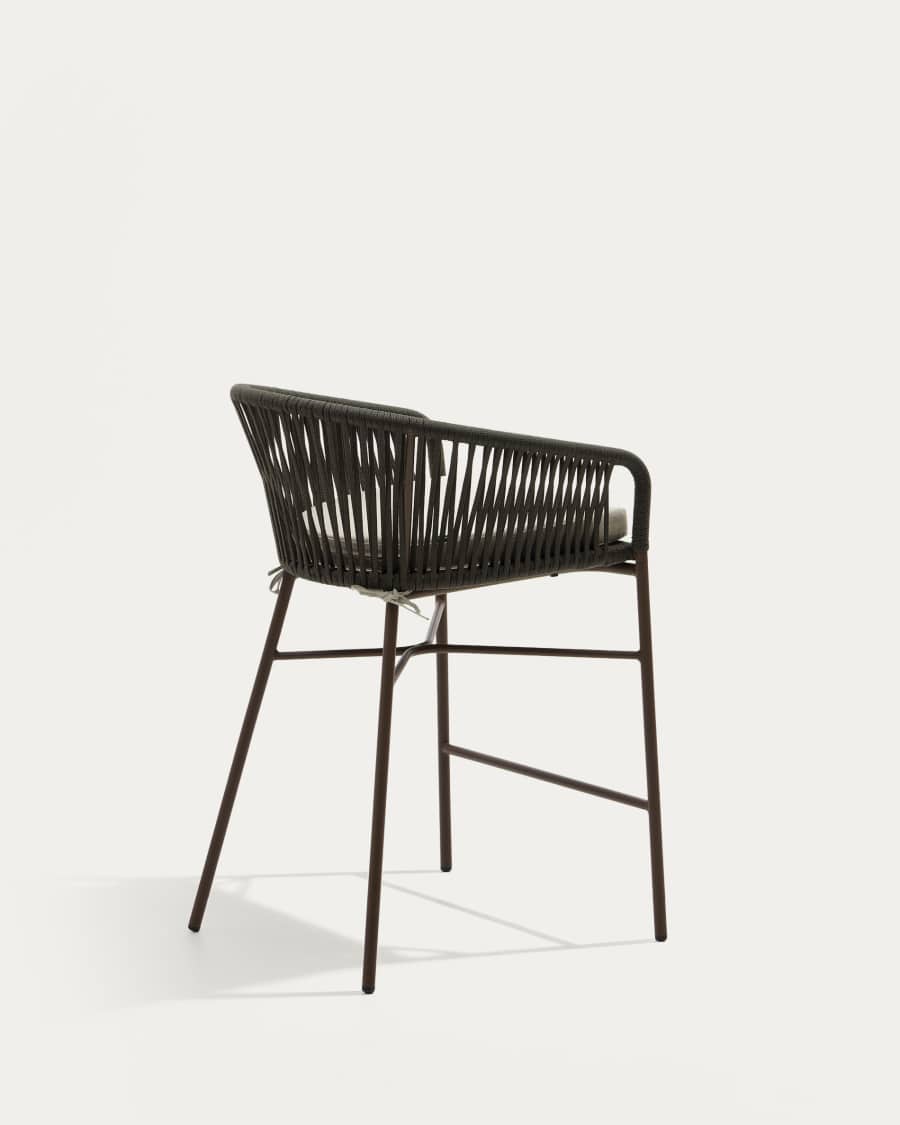 Yanet stool made from green cord and galvanised steel, height 65 cm