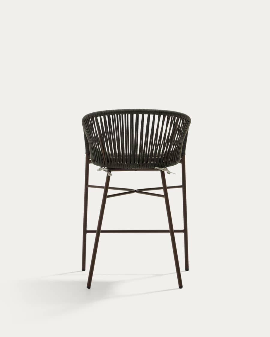 Yanet stool made from green cord and galvanised steel, height 65 cm