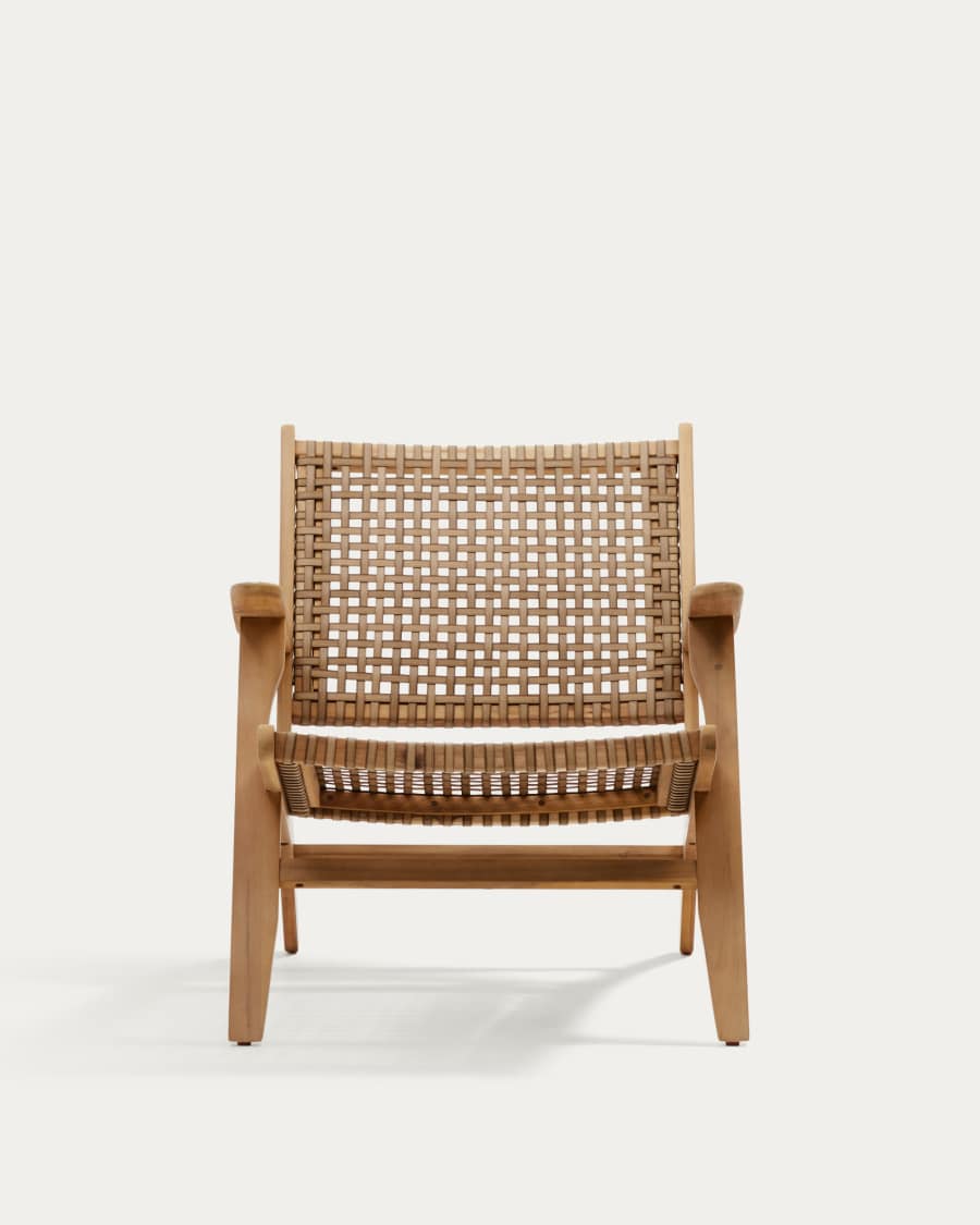 Poltrona Singola Da Esterno In Rattan LOKATSE HOME Con Struttura In Acciaio A X E Cuscino Spesso - Marrone
