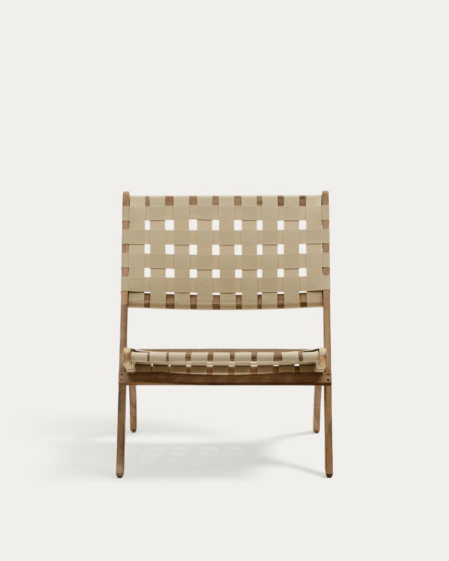 FSC 100% cream cord and solid acacia wood Chabeli folding chair