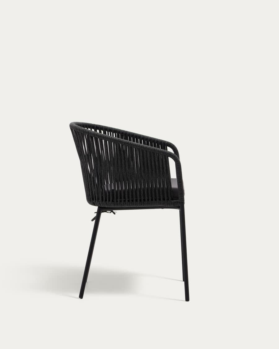 Yanet black rope chair with galvanised steel legs