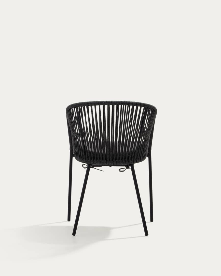Yanet black rope chair with galvanised steel legs
