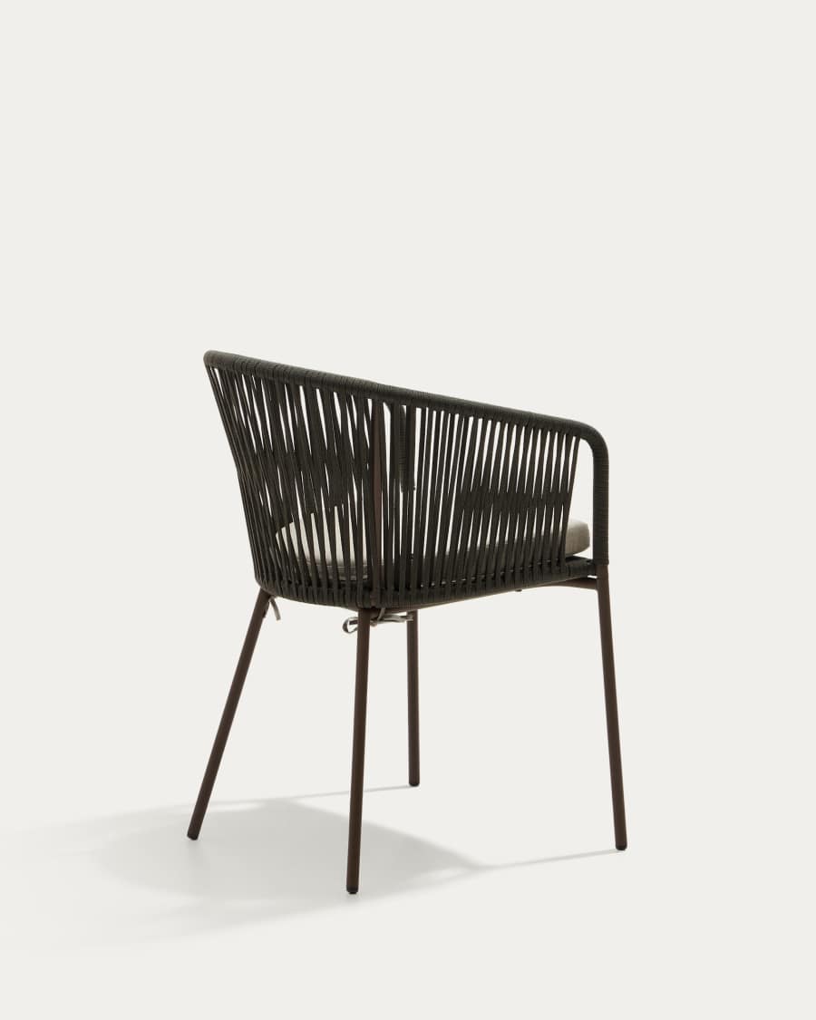 Yanet green rope chair with galvanised steel legs