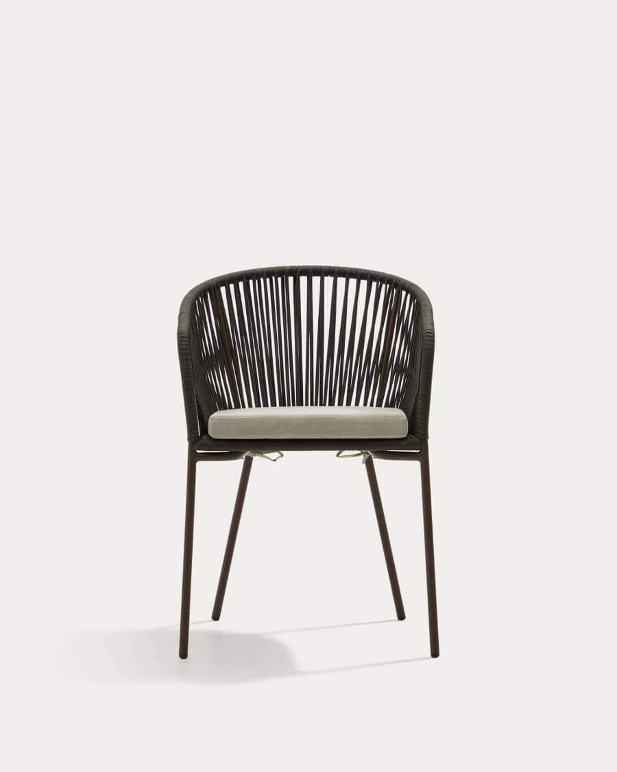 Yanet green rope chair with galvanised steel legs
