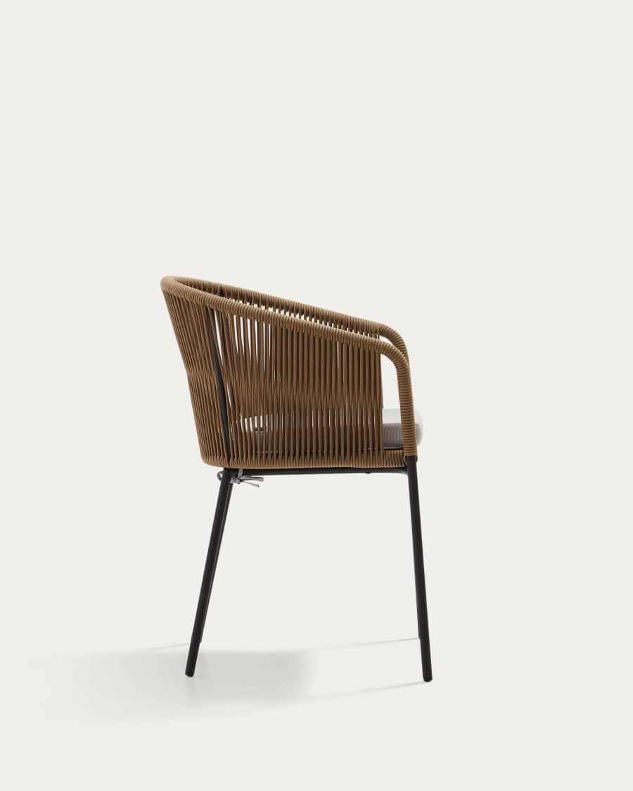 Yanet beige rope chair with galvanised steel legs