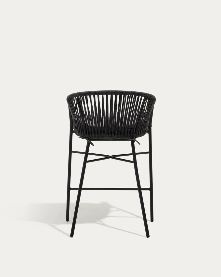 Tamboret Yanet de corda negre i acer galvanitzat altura 65 cm