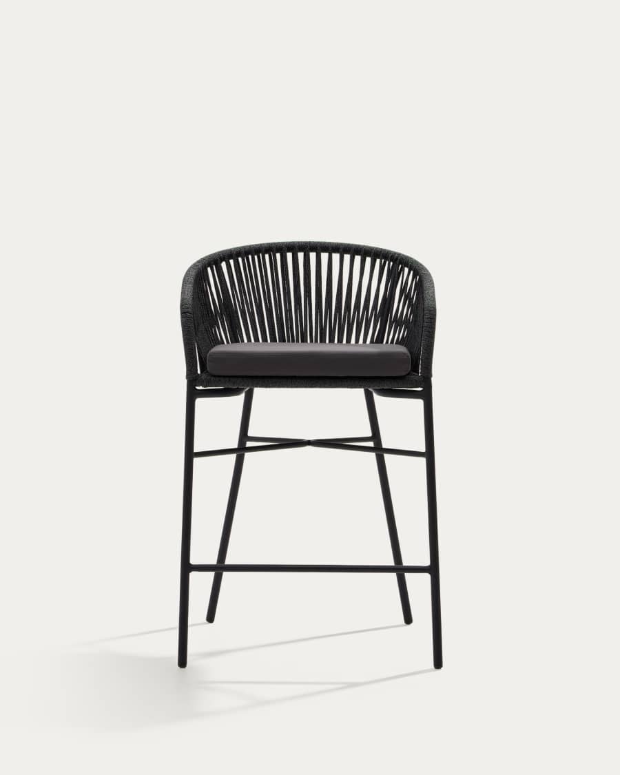 Tamboret Yanet de corda negre i acer galvanitzat altura 65 cm