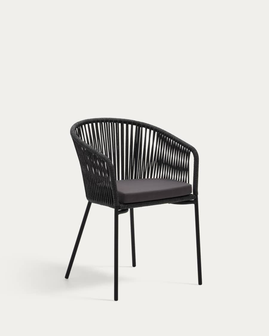 Yanet black rope chair with galvanised steel legs
