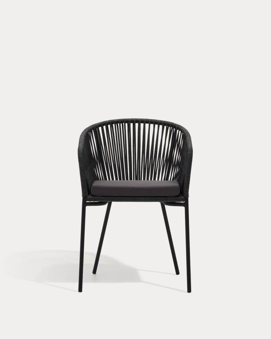 Yanet black rope chair with galvanised steel legs