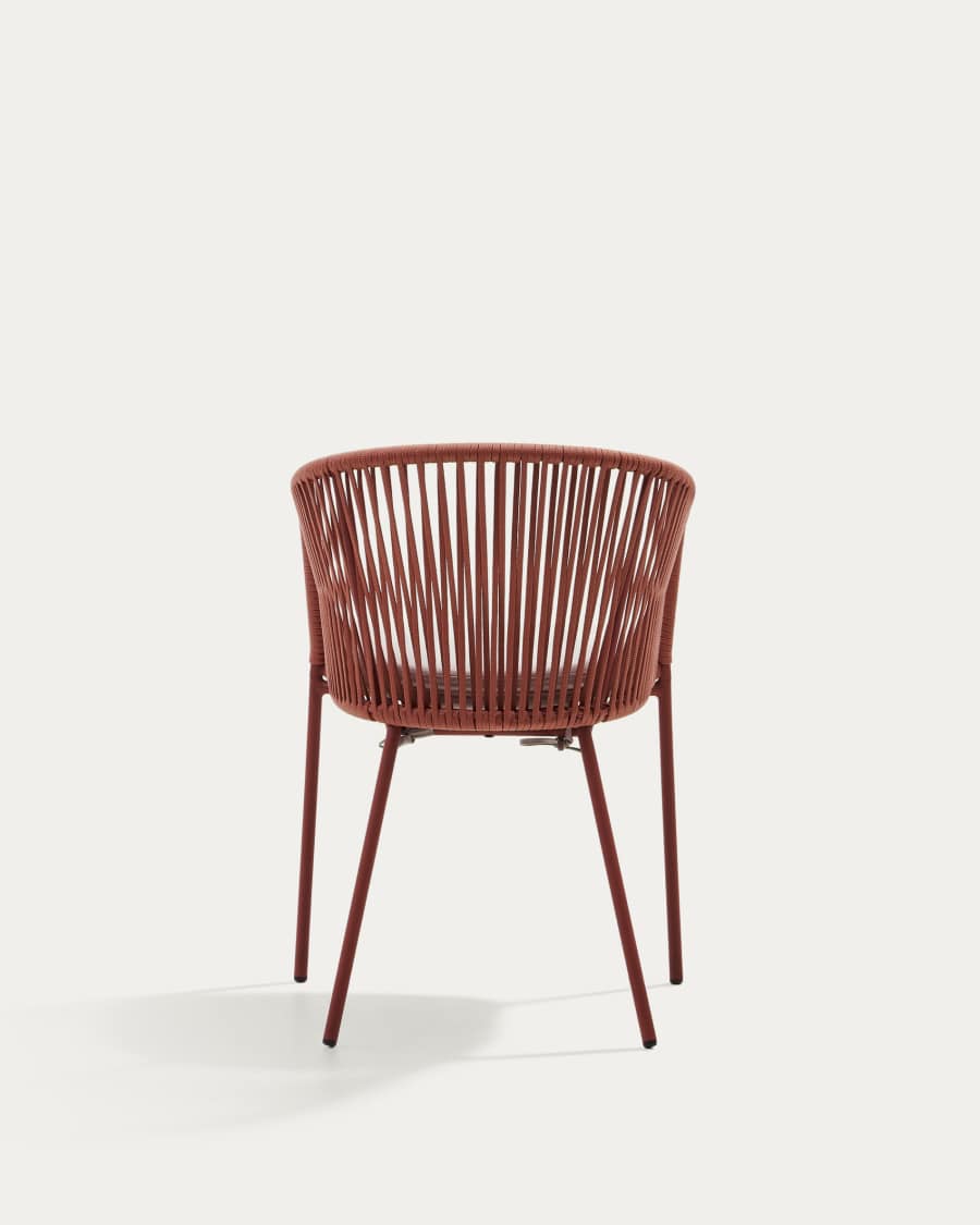 Yanet terracotta rope chair with galvanised steel legs