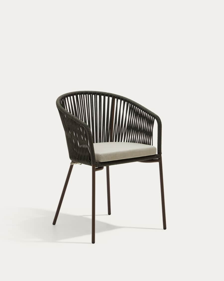 Yanet green rope chair with galvanised steel legs