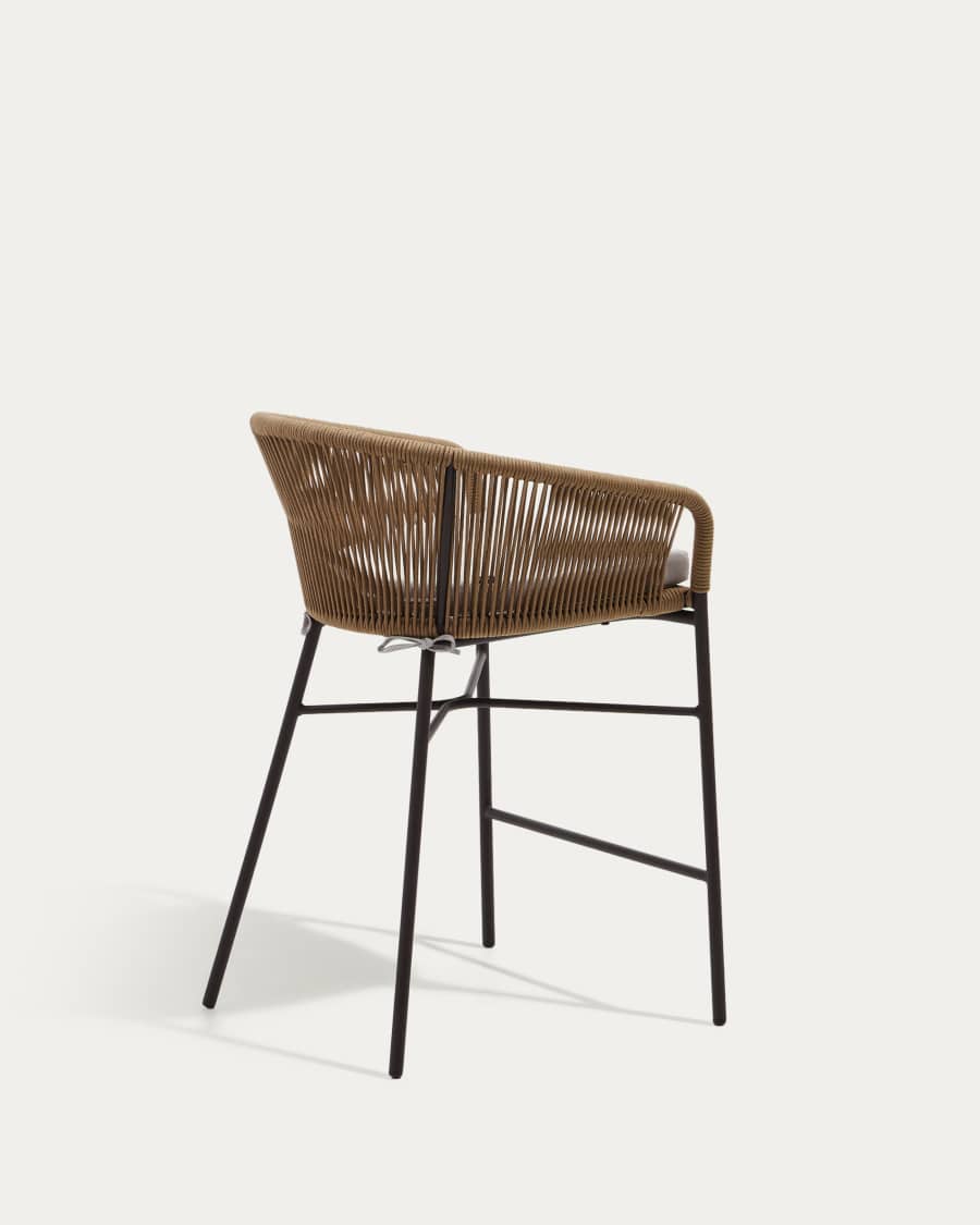 Yanet rope stool in beige 65 cm in height