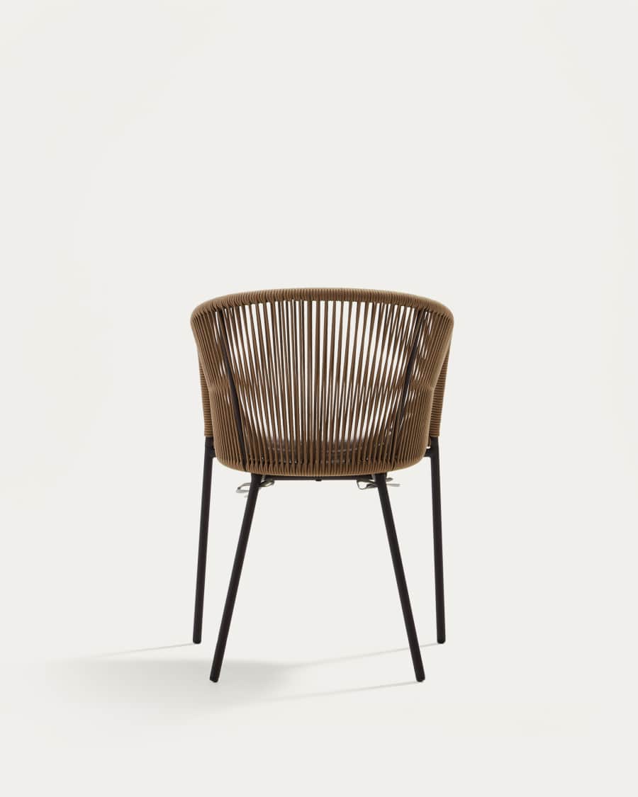 Yanet beige rope chair with galvanised steel legs