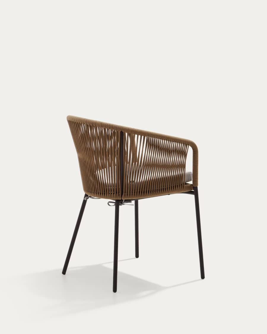 Yanet beige rope chair with galvanised steel legs