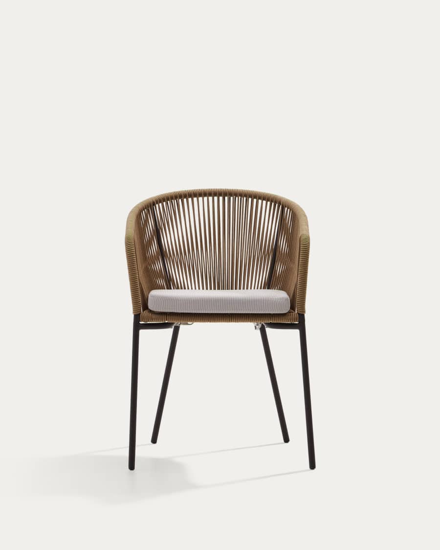 Yanet beige rope chair with galvanised steel legs
