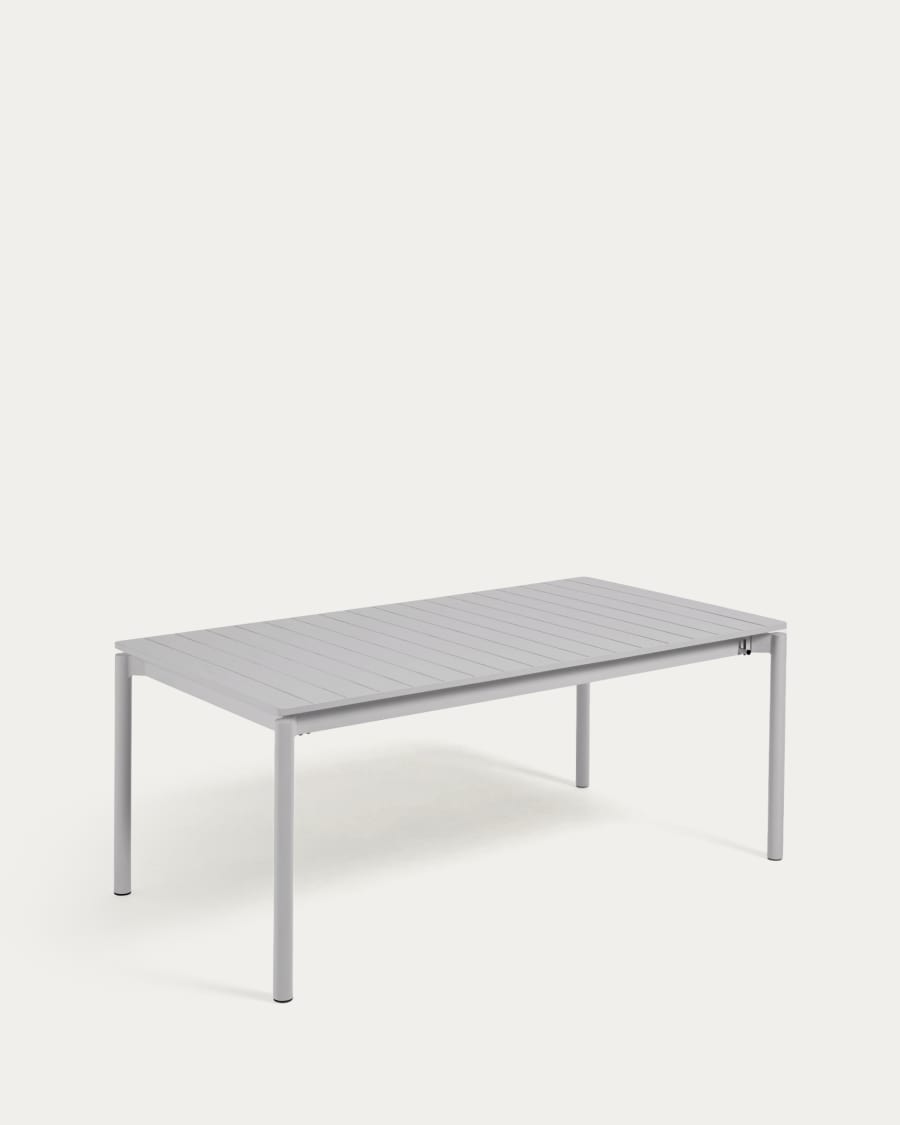 Zaltana extendable outdoor table made of aluminium in a light grey finish, 180 (240) x 100 cm
