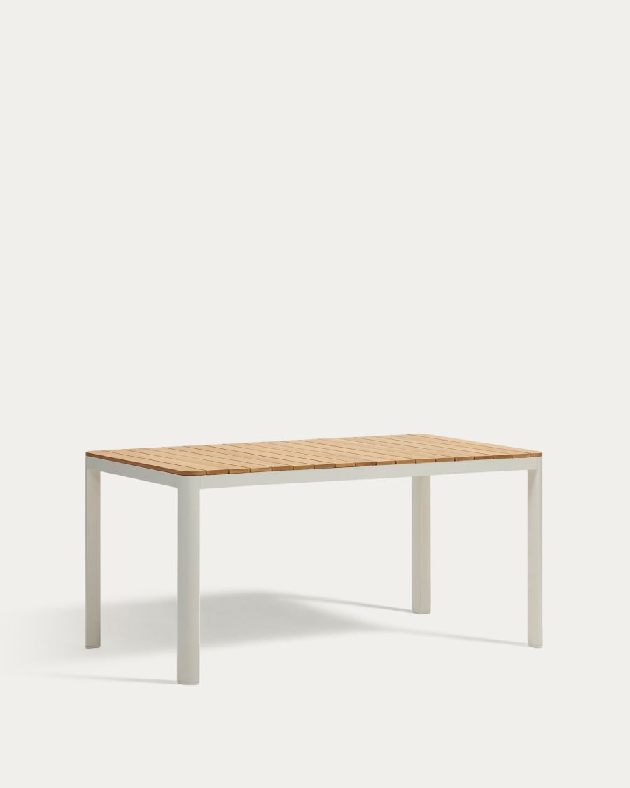 Bona Tisch 100% outdoor massives Teakholz und Aluminium in Weiß 160 x 90 cm