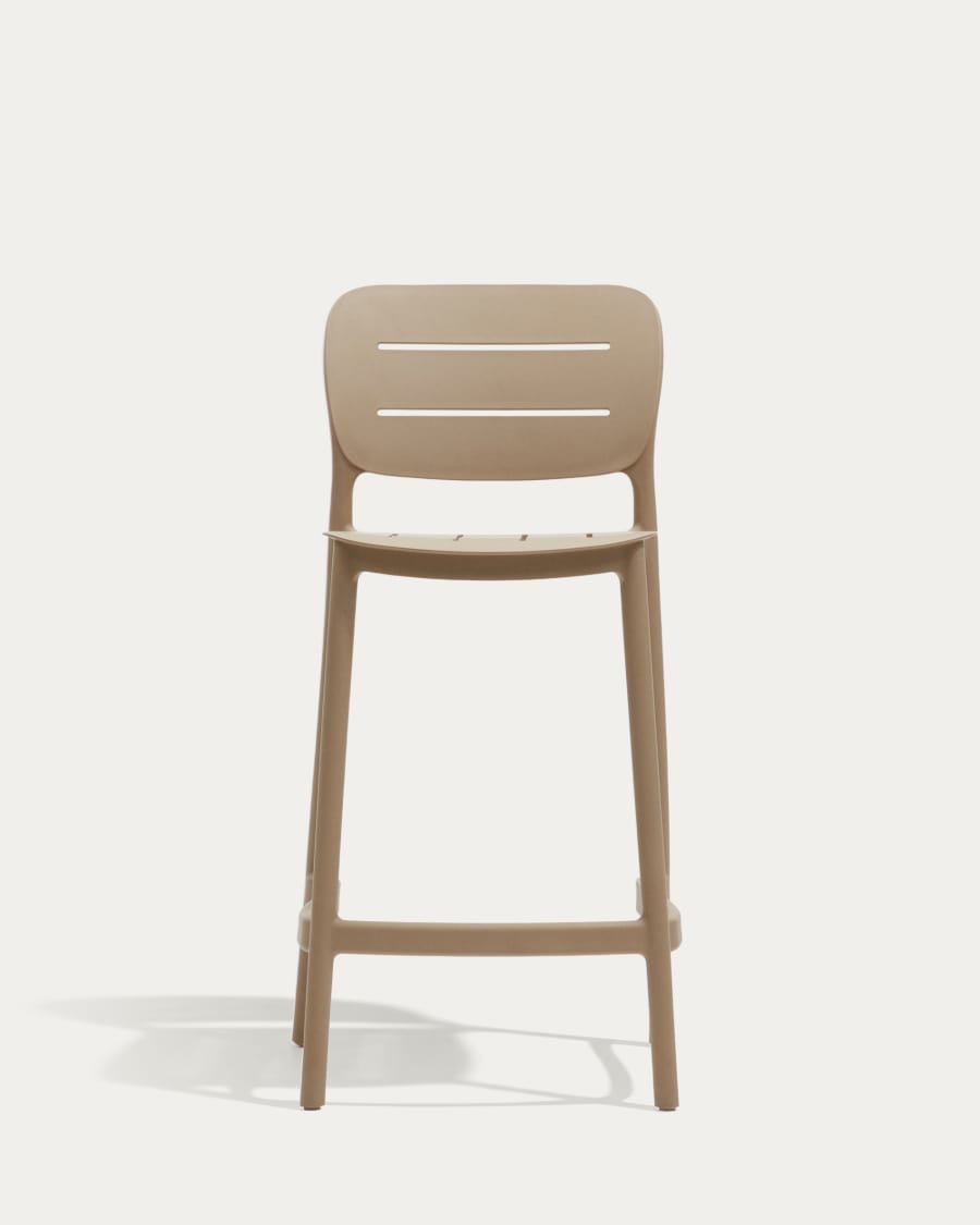 Morella stackable outdoor stool in beige, 65 cm in height