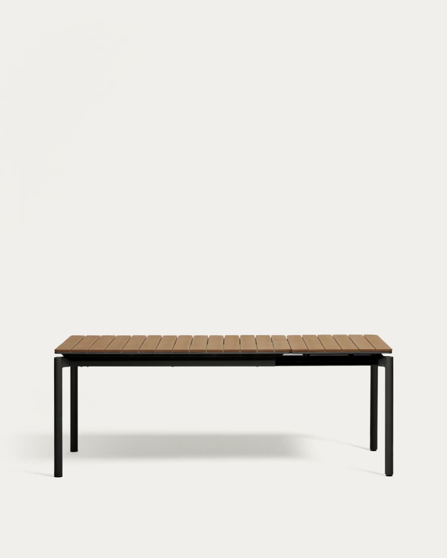 Canyelles Gartenausziehtisch aus Poly-Holz und mattschwarzem Aluminium 140 (200) x 90 cm