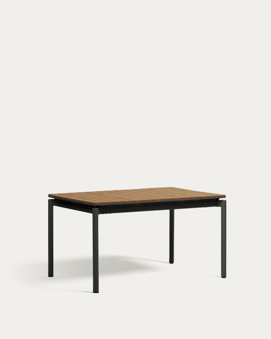 Canyelles Gartenausziehtisch aus Poly-Holz und mattschwarzem Aluminium 140 (200) x 90 cm