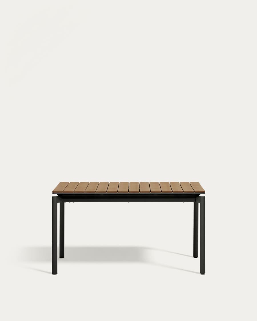 Canyelles Gartenausziehtisch aus Poly-Holz und mattschwarzem Aluminium 140 (200) x 90 cm