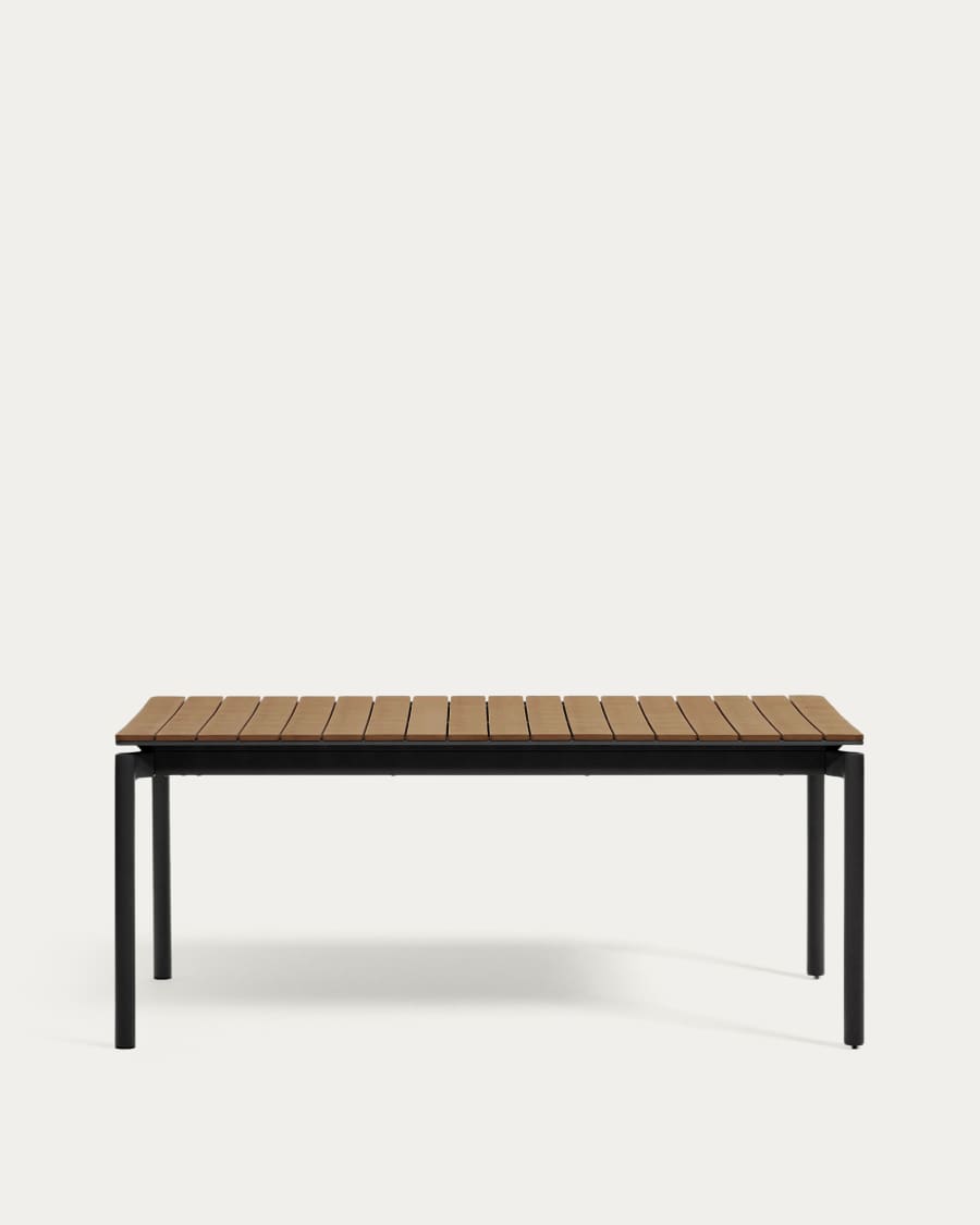Canyelles Gartenausziehtisch aus Poly-Holz und mattschwarzem Aluminium 180(240) x 100 cm