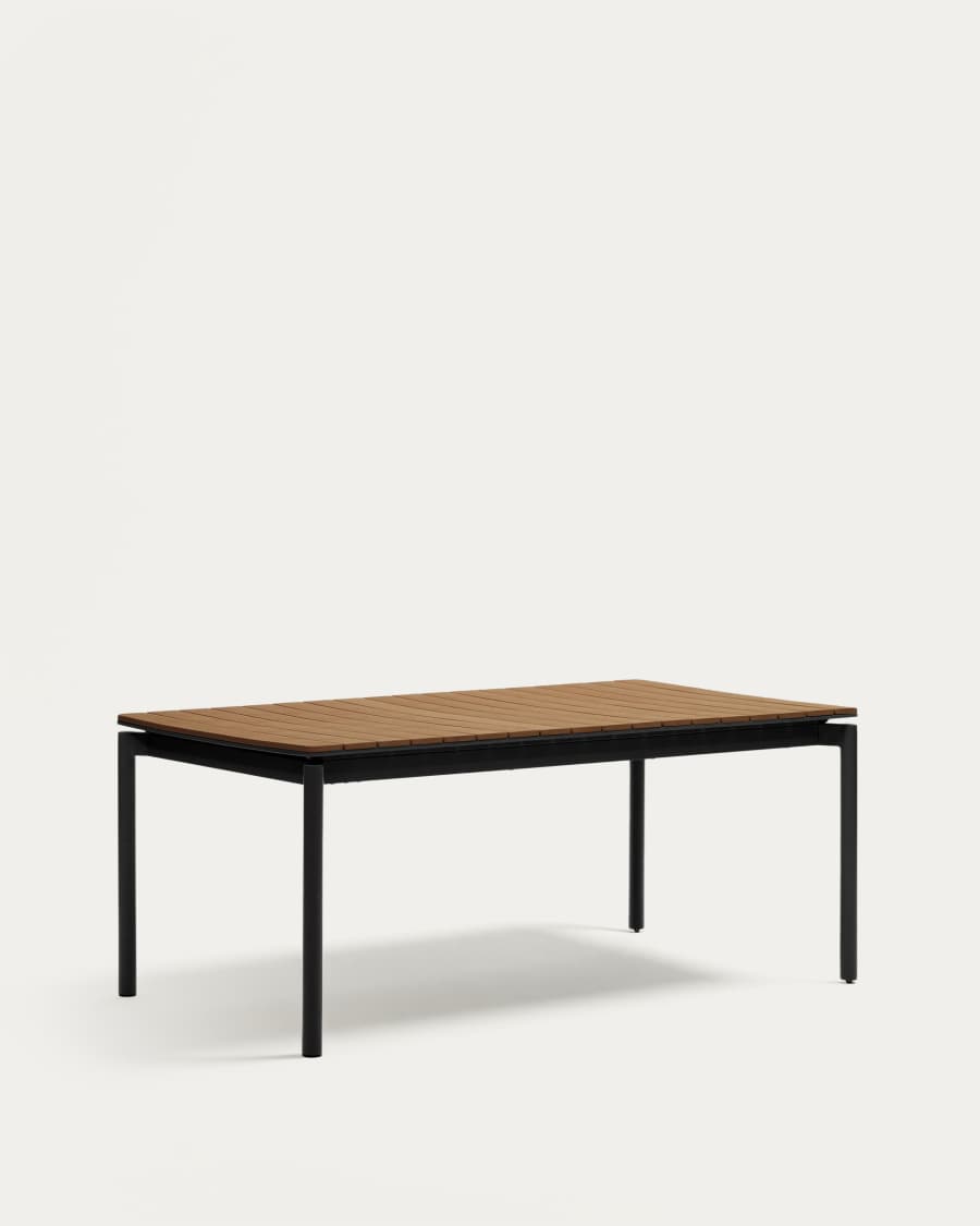 Canyelles Gartenausziehtisch aus Poly-Holz und mattschwarzem Aluminium 180(240) x 100 cm