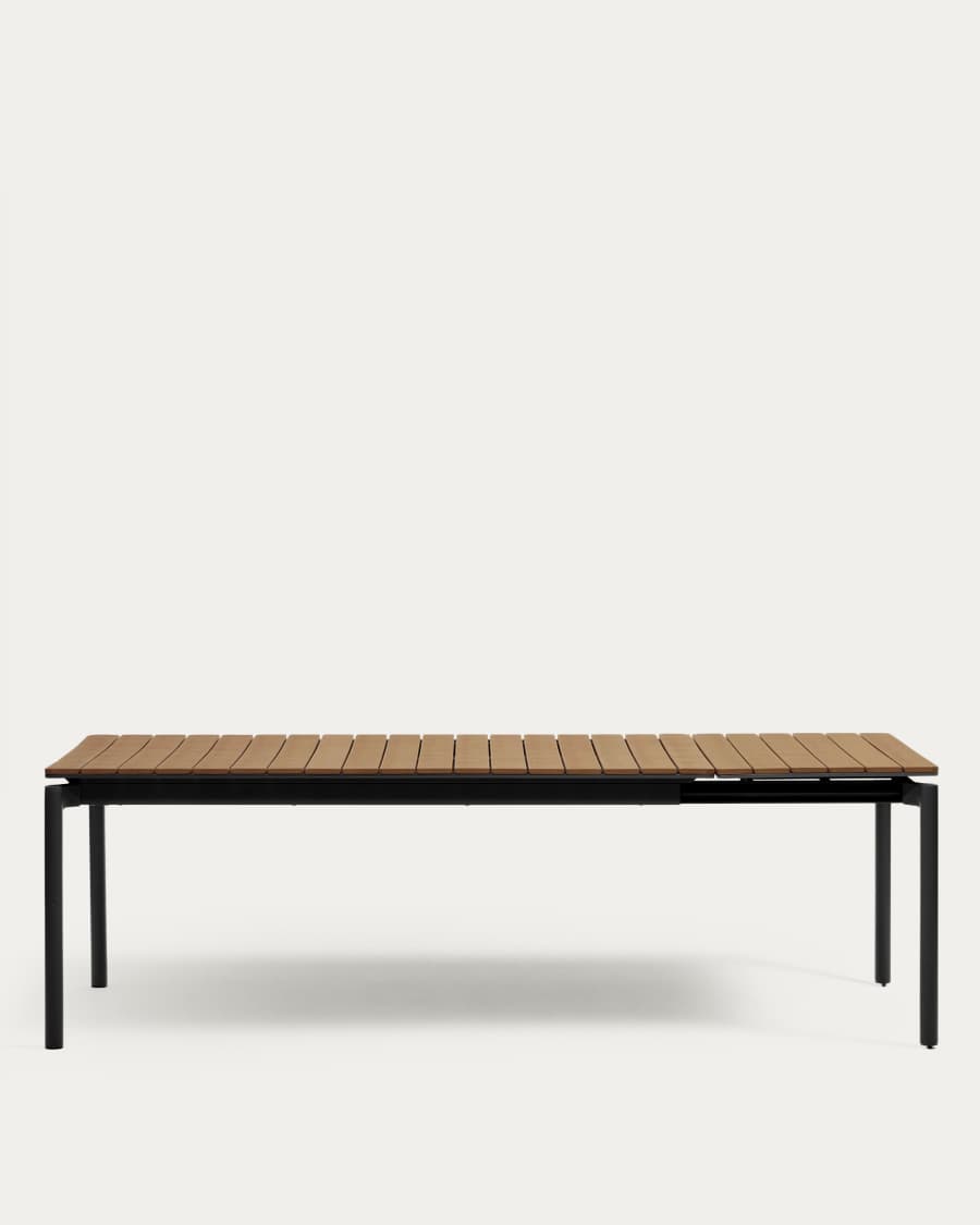 Canyelles Gartenausziehtisch aus Poly-Holz und mattschwarzem Aluminium 180(240) x 100 cm