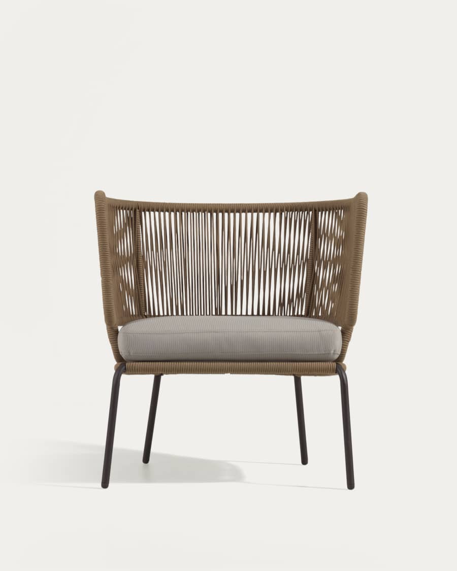 Nadin armchair in beige cord with galvanised steel legs