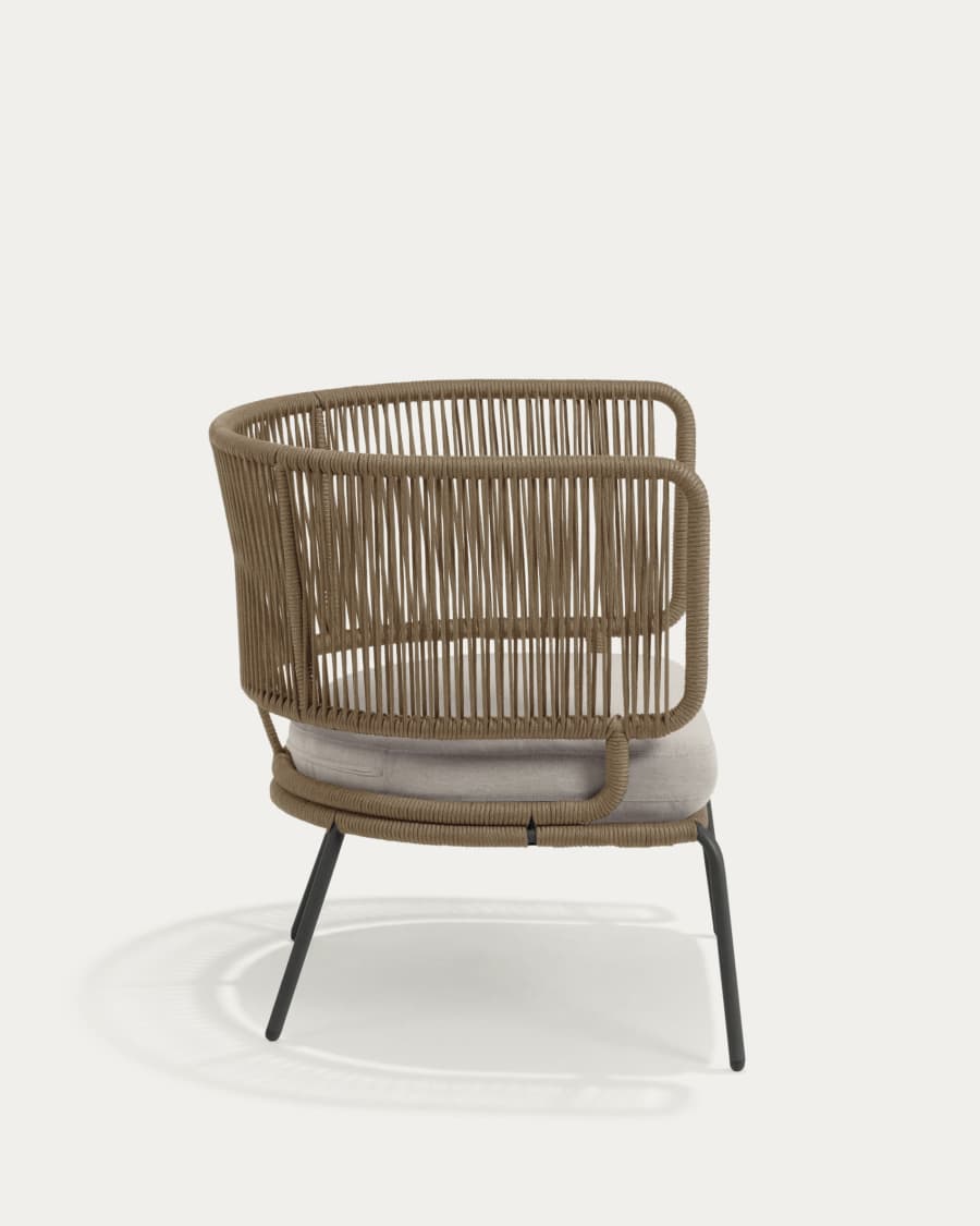 Nadin armchair in beige cord with galvanised steel legs