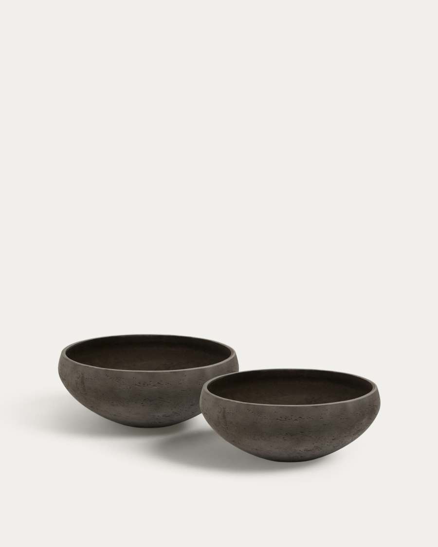 Set of 2 Nura terracotta cement-effect planters Ø55 cm
